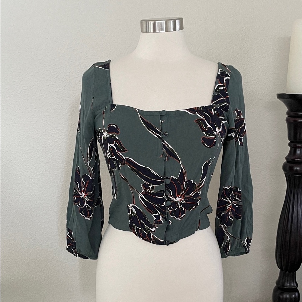 O'Neill Dark Green Floral Blouse